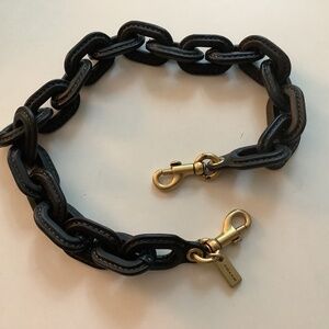 Coach Leather Covered Short Chain Strap, Black